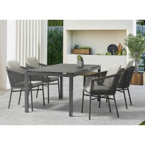 Whiteline Modern Living Lynn Outdoor Dining Armchair In Aluminum Powder-Coated Finish - Lifestyle