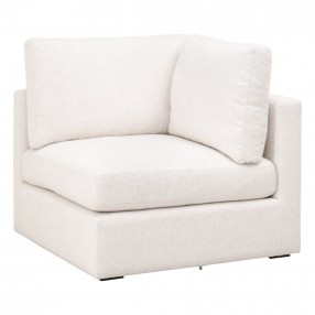Essentials For Living Daley Modular Corner Chair - Performance Textured Cream Linen, Espresso - Front Side Angle