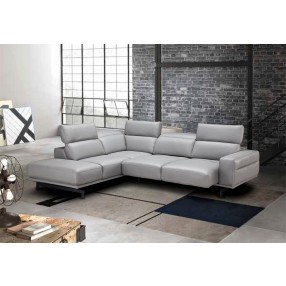 J&M Furniture Davenport Light Grey Leather Sectional