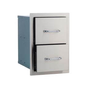 Bull BBQ Double Drawer - Stainless Steel - Angled Semi-open