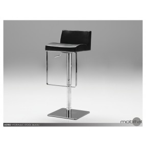 Astro Hydraulic Bar Stool In Black Leatherette with Polished Stainless Steel - Lifestyle