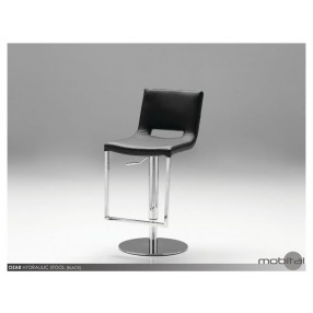 Ozar Hydraulic Bar Stool Black Leatherette with Polished Stainless Steel
