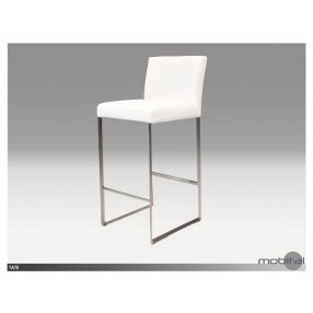Tate Bar Stool White Leatherette with Brushed Stainless Steel 