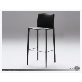 Zak Bar Stool Black Full Leather Wrap Set of 2 - Front Angle