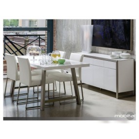 Moda 4 Door Buffet Natural Walnut with Brushed Stainless Steel - Lifestyle