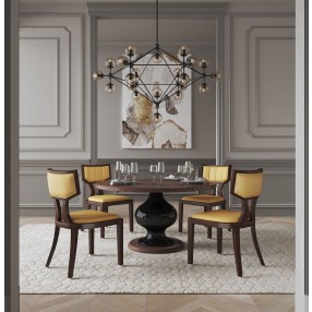 Manhattan Comfort Pulitzer Camel and Walnut Faux Leather Dining Chair (Set of Two)