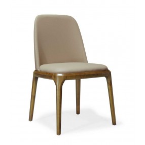 Manhattan Comfort Courding Tan and Walnut Faux Leather Dining Chair