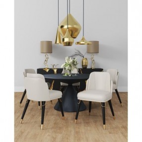 Manhattan Comfort Estelle Black Faux Leather Dining Chair