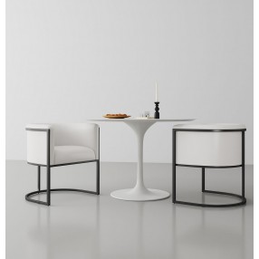Manhattan Comfort Bali White and Black Faux Leather Dining Chair