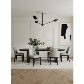 Manhattan Comfort Gansevoort Modern Faux Leather Dining Chair in Stone Grey Full Set