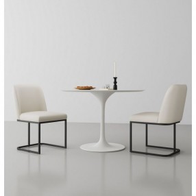 Manhattan Comfort Serena Faux Leather Dining Chair in Cream