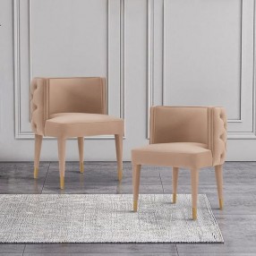 Manhattan Comfort Modern Maya Tufted Velvet Dining Chair In Nude