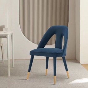 Manhattan Comfort Modern Neda Velvet Dining Chair In Midnight Blue