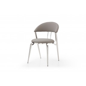 Whiteline Modern Living Geneva Dining Chair In Platinum Grey Faux Leather - Angled