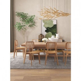 Manhattan Comfort Versailles Square Dining Chair in Nature Cane - Set of 2