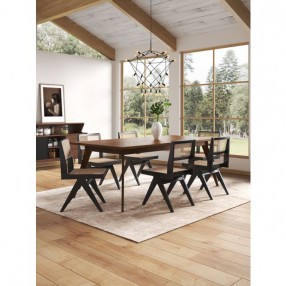 Manhattan Comfort Hamlet Dining Chair in Black and Natural Cane  Set