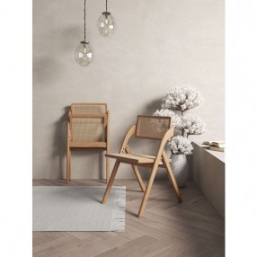 Manhattan Comfort Lambinet Folding Dining Chair in Nature Cane - Set of 2