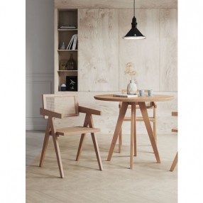 Manhattan Comfort Hamlet Dining Arm Chair in Nature Cane Set