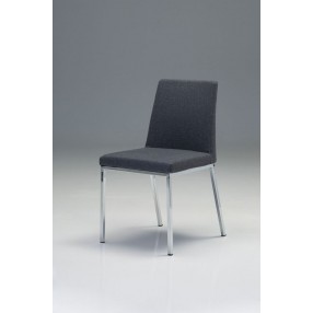 Weston Dining Chair Dark Grey Cashmere with Chrome Frame - Angled