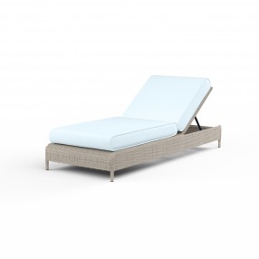 Manhattan Adjustable Chaise in Canvas Skyline w/ Self Welt - Front Side Angle