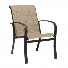 Woodard Fremont Sling Dining Armchair - Stackable - Angled