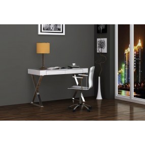 Elm Desk Large In High Gloss White With Two Drawers 