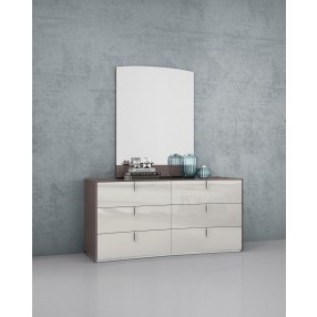 Whiteline Modern Living Berlin Dresser In High Gloss Chestnut Grey - Lifestyle