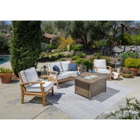 Tortuga Outdoor 5pc Teak Sofa and Fire Table Set