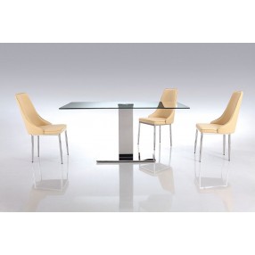 Genoa Dining Table With Clear Tempered Glass Top - Lifestyle