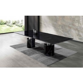 Whiteline Modern Living Geneva Dining Table In Black Marble Glossy Top - Lifestyle