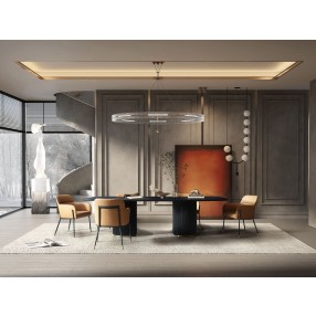 Whiteline Modern Living Heidi Dining Table In Timber Veneer Top In Black Oak - Lifestyle