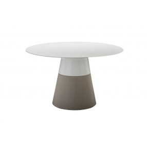 Maldives 49"/63" Round Dining Table White Solid Surface with Fiber Concrete Base