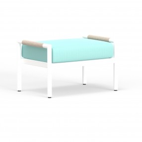 Sabbia Ottoman in Dupione Celeste, No Welt - Front Side Angle