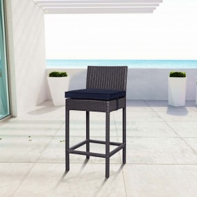 Modway Convene Outdoor Patio Fabric Bar Stool in Espresso Navy - Lifestyle