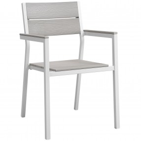Modway Maine Dining Outdoor Patio Armchair in White Light Gray - Front Side Angle