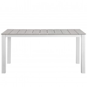 Modway Maine 63" Outdoor Patio Dining Table in White Light Gray - Front Angle