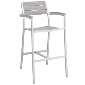 Modway Maine Outdoor Patio Bar Stool in White Light Gray - Front Side Angle
