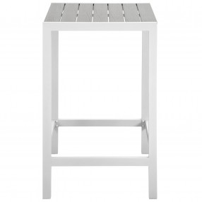 Modway Maine Outdoor Patio Bar Table in White Light Gray - Front Angle