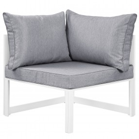 Modway Fortuna Corner Outdoor Patio Armchair in White Gray - Front Angle