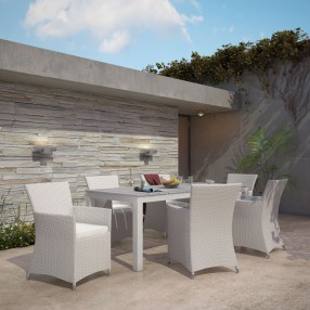 Modway Junction 7 Piece Outdoor Patio Dining Set in Gray White - Lifestyle