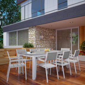Modway Maine 9 Piece Outdoor Patio Dining Set in White Light Gray - Lifestyle