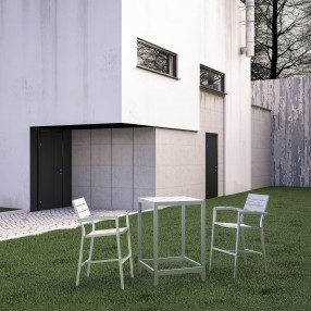 Modway Maine 3 Piece Outdoor Patio Dining Set in White Light Gray - Lifestyle