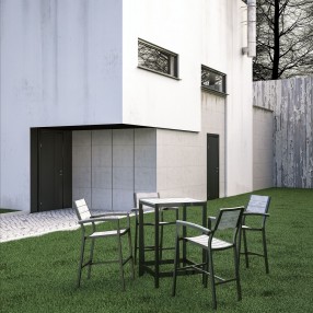 Modway Maine 5 Piece Outdoor Patio Bar Set in Brown Gray - Lifestyle