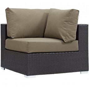 Modway Convene Outdoor Patio Corner in Espresso Mocha - Front Side Angle