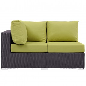 Modway Convene Outdoor Patio Left Arm Loveseat in Espresso Peridot  - Front Angle