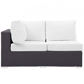 Modway Convene Outdoor Patio Left Arm Loveseat - Espresso White - Front Angle