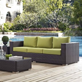 Modway Convene Outdoor Patio Sofa in Espresso Peridot - Lifestyle