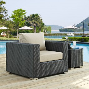 Modway Sojourn Outdoor Patio Sunbrella® Armchair in Canvas Antique Beige - Lifestyle