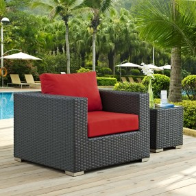 Modway Sojourn Outdoor Patio Sunbrella® Armchair in Canvas Red - Lifestyle