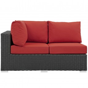 Modway Sojourn Outdoor Patio Sunbrella® Left Arm Loveseat - Canvas Red in Front Angle